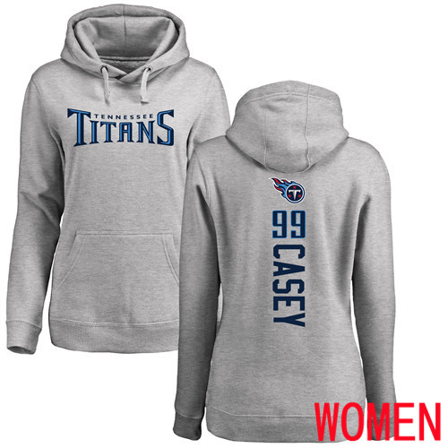 Tennessee Titans Ash Women Jurrell Casey Backer NFL Football #99 Pullover Hoodie Sweatshirts->nfl t-shirts->Sports Accessory